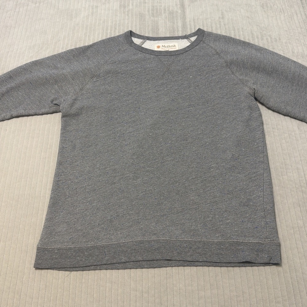 Mollusk California Surf Shop Crewneck Terry Pullover Mens Med Gray Made in USA - Picture 3 of 6